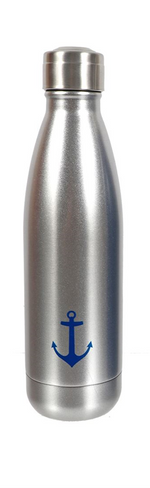 Anchor Pattern Stainless Steel Water Bottle Silver