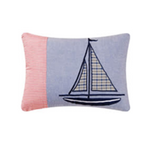 Rectangle Red and Blue Sailboat Cotton Throw Pillow
