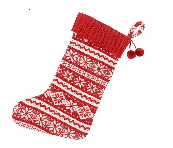 Cotton Knit Christmas Snowflake Stocking
