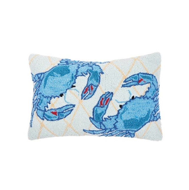 Two Blue Crabs Hooked Lumbar Pillow