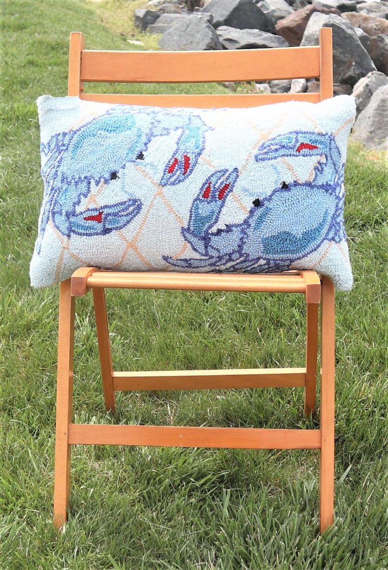 Two Blue Crabs Hooked Lumbar Pillow