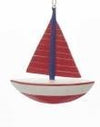 Wooden Nautical Sailboat Christmas Ornaments - Red