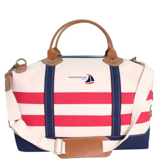Red, White, Blue Striped Canvas Weekender Tote Bag - Chesapeake Bay Goodsf