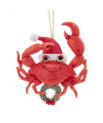 Whimsical Red Crab Ornament with Wreath - Chesapeake Bay Goods