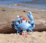 Whimsical Blue Crab with Present Ornament