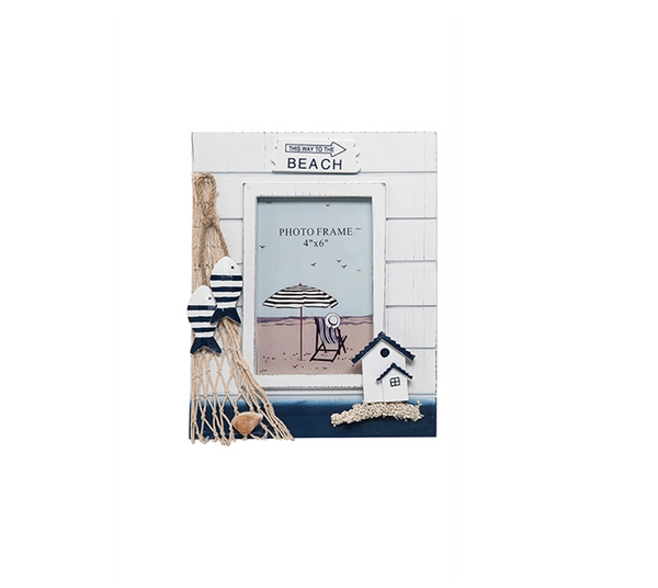 Nautical White Washed Photo Frame with Decorations Vertical Chesapeake Bay Goods