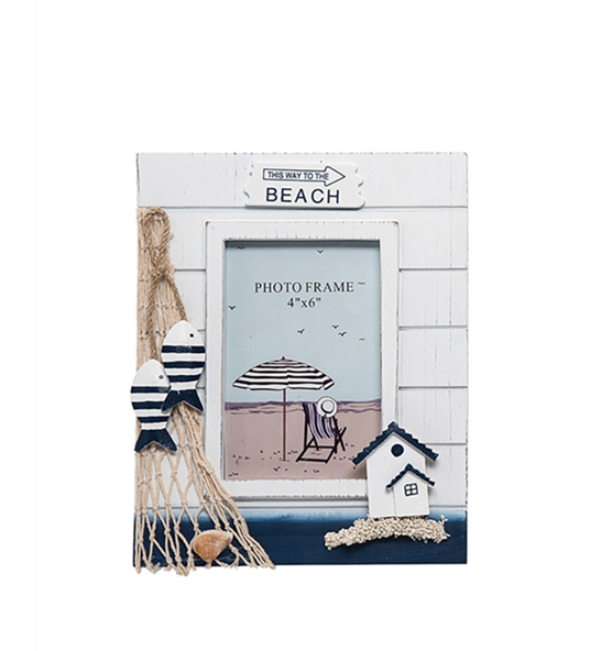 Nautical White Washed Photo Frame with Decorations Vertical