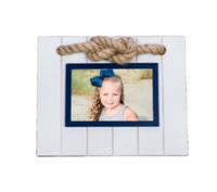 Nautical Photo Frame - White & Blue Frame with Rope Accent Chesapeake Bay Goods