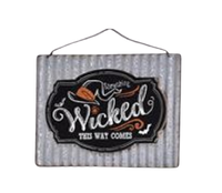 Halloween Metal Hanging Wall Plaque "Wicked"