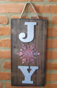 Joy Wood Snowflake Hanging Sign