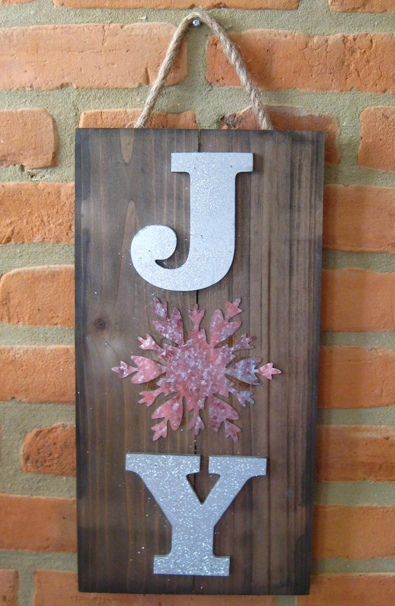 Joy Wood Snowflake Hanging Sign