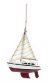 Yacht Sailboats With 2 Sails Christmas Ornaments Red